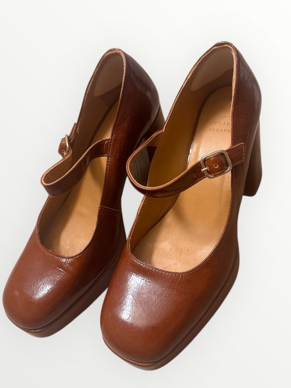 Sézane Georgia High Mary Janes in Polished Camel | US 7 - Picture 11 of 16